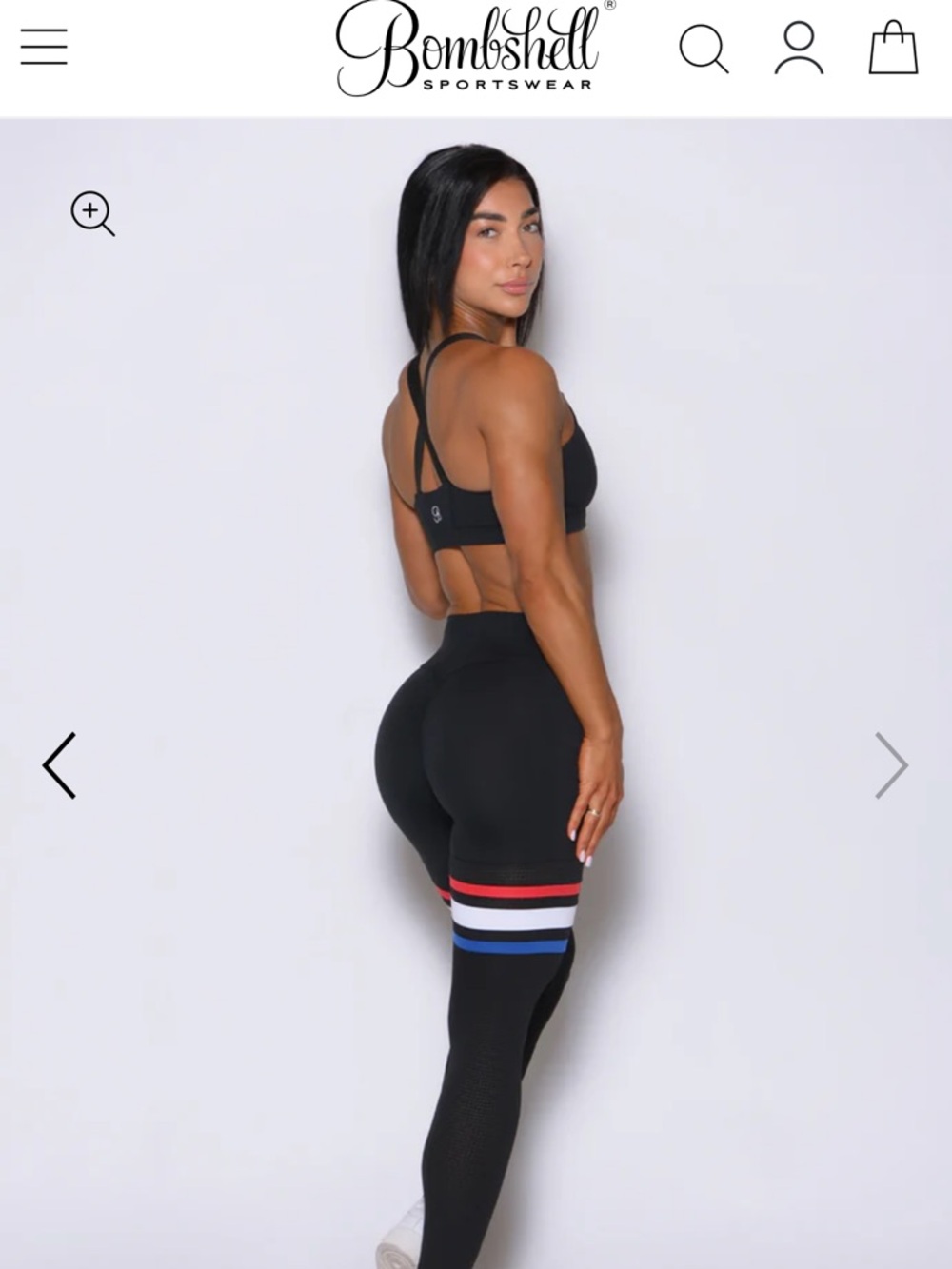 Bombshell Sportswear Black Leggings with Red, White & Blue Stripes - Picture 2 of 9
